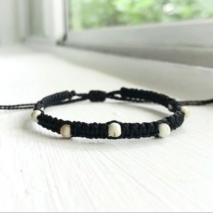 White Howlite Beads Waxed Bracelet